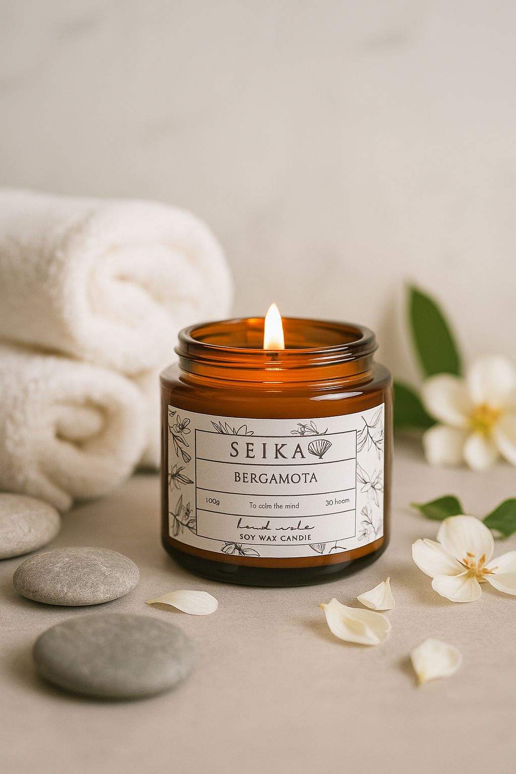 Vela aromática y mascarilla facial del kit Seika Experience
